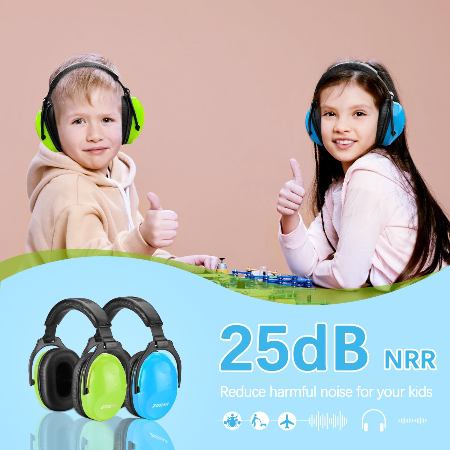 ZOHAN Kids Ear Protection 2 Pack,Kids Noise Canceling Headphone for Concerts, Monster Truck, Fireworks - Image 2
